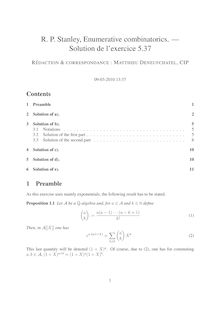 R P Stanley Enumerative combinatorics Solution de l exercice
