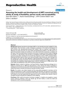 Assessing the health and development of ART-conceived young adults: A study of feasibility, parent recall, and acceptability