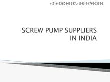 screw pump suppliers in india