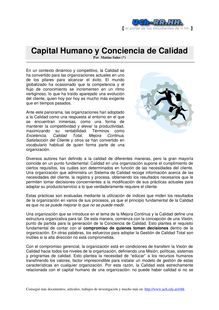 Capital Humano y Conciencia de Calidad