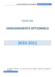 Guide des enseignements optionnels - ENSEIGNEMENTS OPTIONNELS