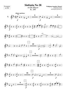 Partition trompettes 1, 2 (en B♭), Symphony No.28, C major, Mozart, Wolfgang Amadeus