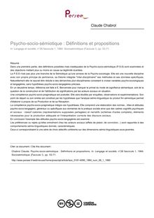 Psycho-socio-sémiotique : Définitions et propositions - article ; n°1 ; vol.28, pg 53-71