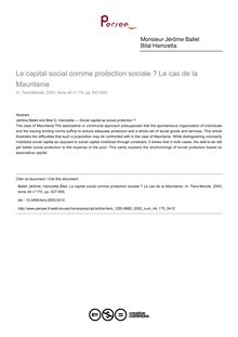 Le capital social comme protection sociale ? Le cas de la Mauritanie - article ; n°175 ; vol.44, pg 637-655
