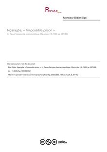 Ngaragba, « l impossible prison » - article ; n°6 ; vol.39, pg 867-886