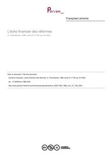 L écho financier des réformes - article ; n°108 ; vol.27, pg 813-823