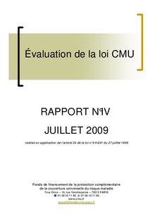 Rapport n°IV Evaluation de la CMU réalisé en application de l article 34 de la loi n° 99-641 du 27 juillet 1999