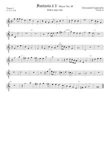 Partition ténor viole de gambe 1, octave aigu clef, Fantasia pour 5 violes de gambe, RC 37