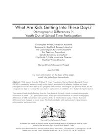 What Are Kids Getting Into These Days? Demographic Differences in Youth Out-of-School Time Participation