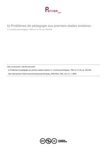 Problèmes de pédagogie aux premiers stades scolaires. - compte-rendu ; n°1 ; vol.41, pg 635-636