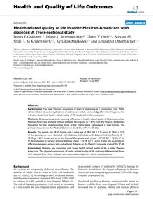Health related quality of life in older Mexican Americans with diabetes: A cross-sectional study