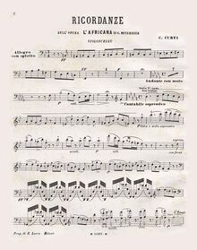 Partition de violoncelle (color), Ricordanze dell  opéra L Africana di Meyerbeer