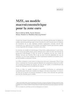 MZE, un modèle macroéconométrique pour la zone euro ; suivi d un commentaire de Jérome Henry - article ; n°1 ; vol.367, pg 3-37