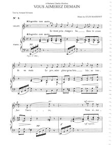 Partition complète (C Major: medium ou haut voix et piano), Poème d avril