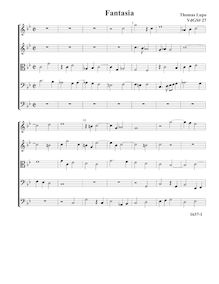 Partition Fantasia VdGS No.27 - partition complète (Tr Tr T B B), fantaisies pour 5 violes de gambe