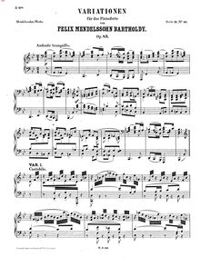 Partition complète, Variations, Op.83, Mendelssohn, Felix