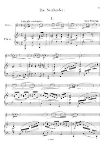 Partition Sarabande — violon et partition de piano, partition de violon, 6 anglais