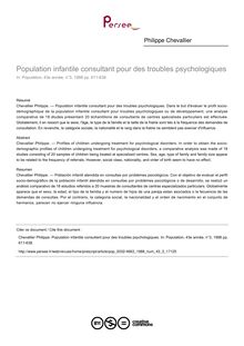 Population infantile consultant pour des troubles psychologiques - article ; n°3 ; vol.43, pg 611-638