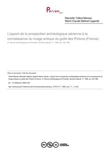 L apport de la prospection archéologique aérienne à la connaissance du rivage antique du golfe des Pictons (France) - article ; n°1 ; vol.17, pg 387-396