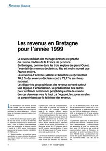 Les revenus en Bretagne pour l année 1999 (Octant n° 91)