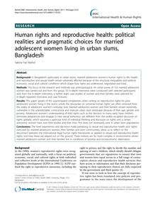 Human rights and reproductive health: political realities and pragmatic choices for married adolescent women living in urban slums, Bangladesh