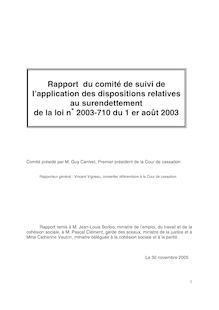 Rapport du comité de suivi de l application des dispositions relatives au surendettement de la loi n°2003-710 du 1er août 2003