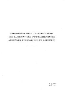 Proposition pour l harmonisation des tarifications d infrastructures aériennes, ferroviaires et routières.