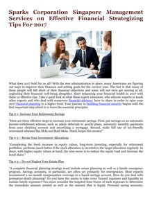 Sparks Corporation Singapore Management Services on Effective Financial Strategizing Tips For 2017