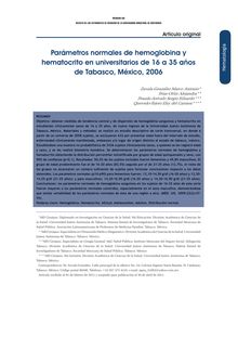 Parámetros normales de hemoglobina y hematocrito en universitarios de 16 a 35 años de Tabasco, México, 2006. (Normal parameters of hemoglobin and hematocrit in university students of 16 to 35 years-old from Tabasco, Mexico, 2006)