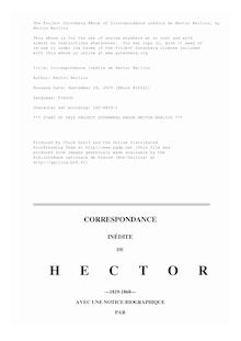 Correspondance inédite de Hector Berlioz, 1819