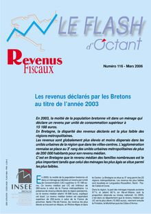 Les revenus déclarés par les Bretons au titre de l année 2003 (Flash d Octant n° 116)