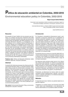 Política de educación ambiental en Colombia, 2002-2010