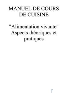 MANUEL DE COURS DE CUISINE DE CUISINE "Alimentation vivante ...