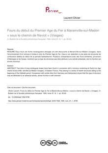 Fours du début du Premier Age du Fer à Marainville-sur-Madon « sous le chemin de Naviot » (Vosges) - article ; n°1 ; vol.91, pg 85-92