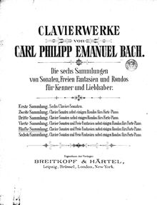 Partition complète, Fantasia en C major, C major, Bach, Carl Philipp Emanuel