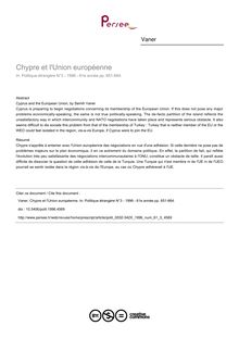 Chypre et l Union européenne - article ; n°3 ; vol.61, pg 651-664