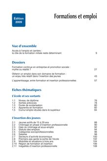 Sommaire de l ouvrage Formations et emploi - Édition 2009