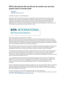 RIPA International fête ses 90 ans de soutien aux services publics dans le monde entier