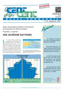 Aperçu des principaux résultats du recensement de la population de 1999 du Calvados - Population  - Logement - Une jeunesse qui passe