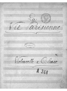 Partition violoncelles / Basses, La vie parisienne, Opéra bouffe en cinq actes