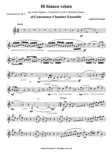 Partition clarinette 2 , partie, Di bianco velato, Ferrante, Andrea