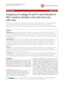Frequency of subtype B and F1 dual infection in HIV-1 positive, Brazilian men who have sex with men