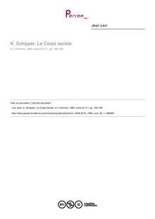 K. Schipper, Le Corps taoïste  ; n°1 ; vol.23, pg 164-165