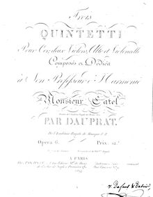 Partition parties complètes, 3 Quintetti, Op.6, Dauprat, Louis-François