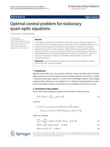 Optimal control problem for stationary quasi-optic equations