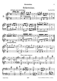 Partition Harmonium , partie, 6 Kurze melodische Stücke für Harmonium und Piano, Op.40