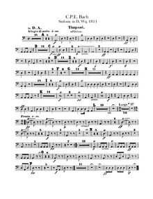 Partition timbales (ad lib.), Symphonie, H.663, D Major, Bach, Carl Philipp Emanuel