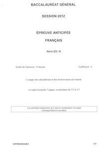 Sujets Bac de Géographie, Histoire, Français de niveau Première