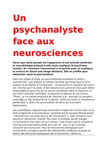  « L’Empathie » Confrontation entre neurosciences et psychanalyse / Un psychanalyste face aux neurosciences