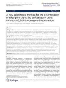 A new colorimetric method for the determination of nifedipine tablets by derivatization using 4-carboxyl-2,6-dinitrobenzene diazonium ion